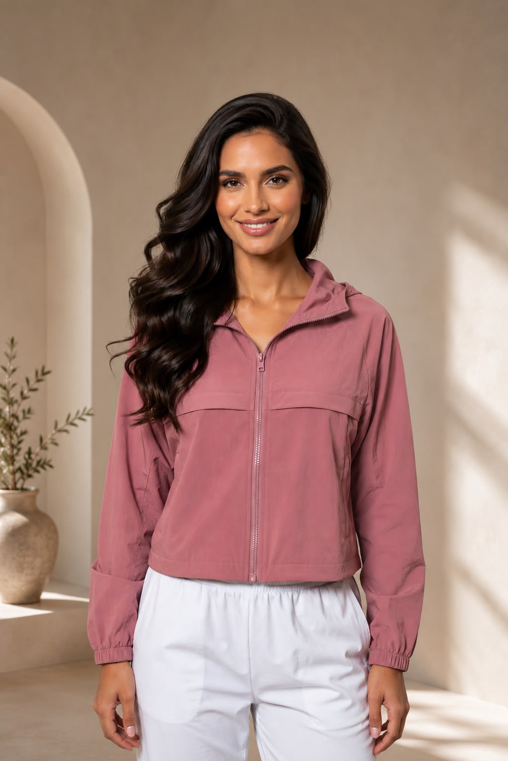 Light weight Hooded Jacket Mauve